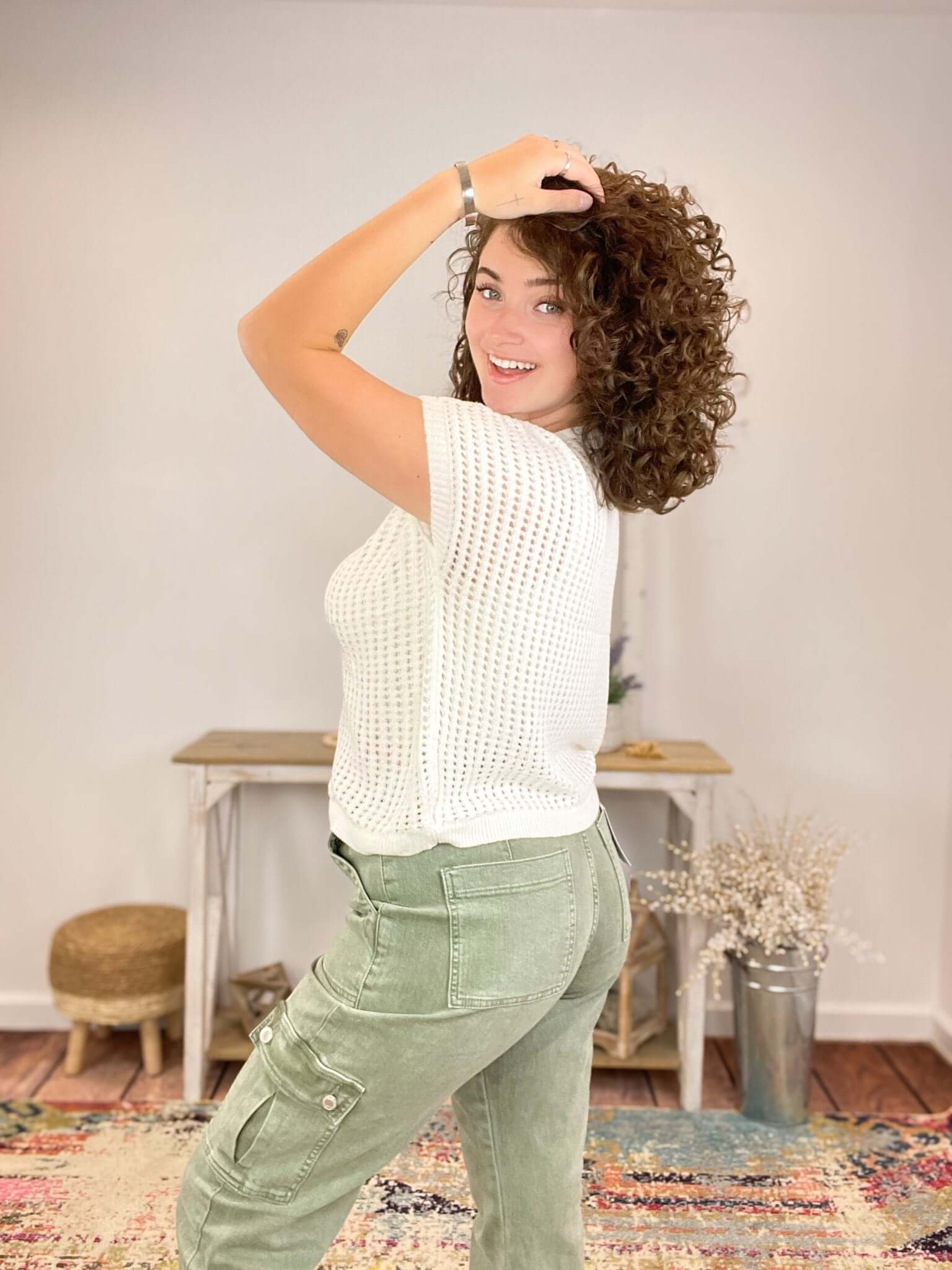 Vervet by Flying Monkey Dixie Cargo Straight Ankle Jeans - Army Green - Lavender Hills BeautyVervet by Flying MonkeyV3376AG - 24