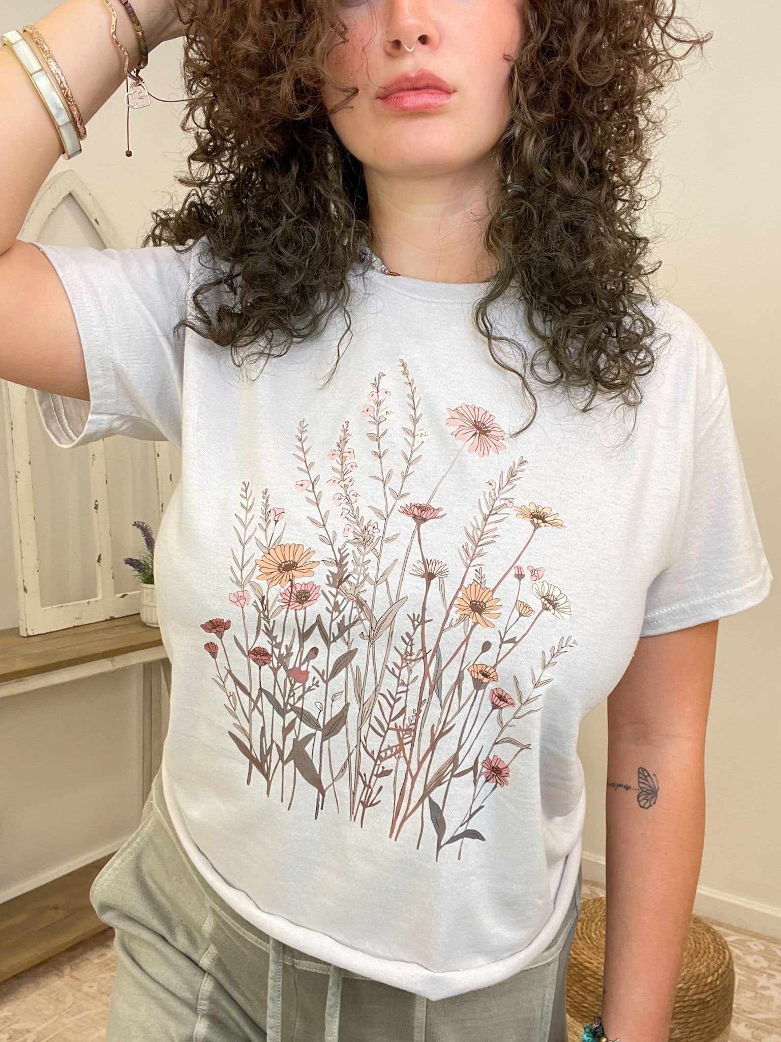 Vintage Boho Wildflower Cropped Tee - Lavender Hills BeautyLavender Hills Beauty