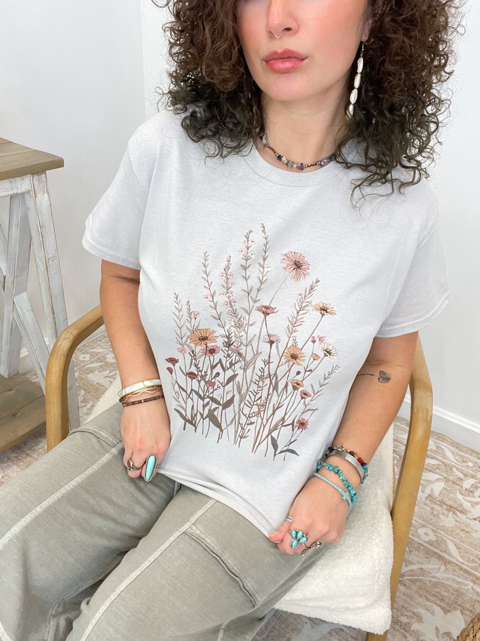 Vintage Boho Wildflower Cropped Tee - Lavender Hills BeautyLavender Hills Beauty