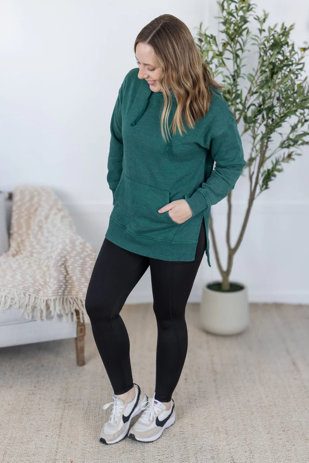 Vintage Wash Hoodie Pullover Sweatshirt - Hunter Green - Lavender Hills BeautyMichelle Mae