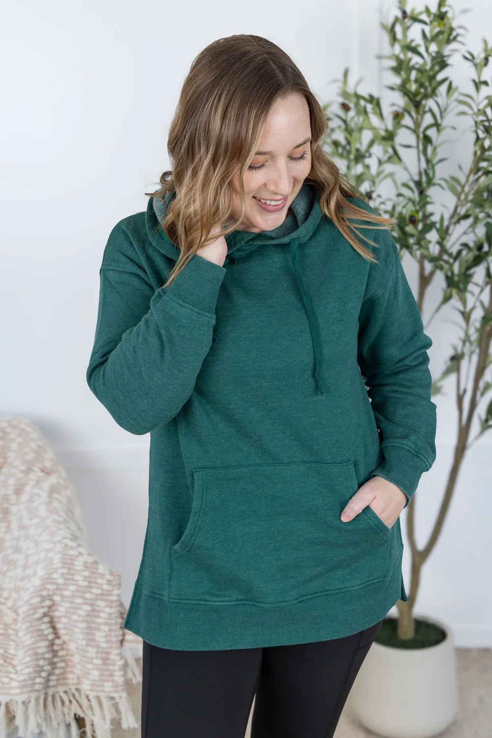 Vintage Wash Hoodie Pullover Sweatshirt - Hunter Green - Lavender Hills BeautyMichelle Mae