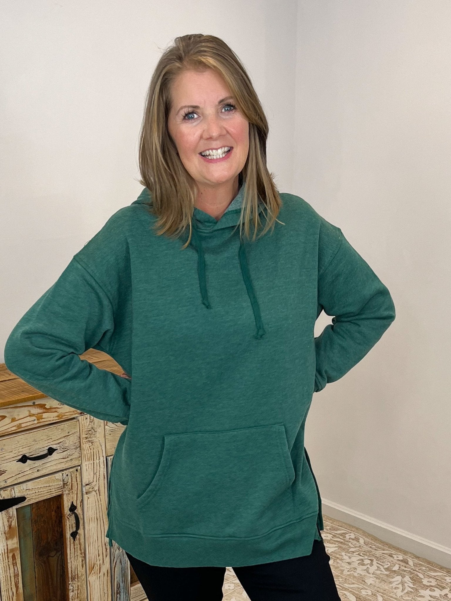 Vintage Wash Hoodie Pullover Sweatshirt - Hunter Green - Lavender Hills BeautyMichelle Mae