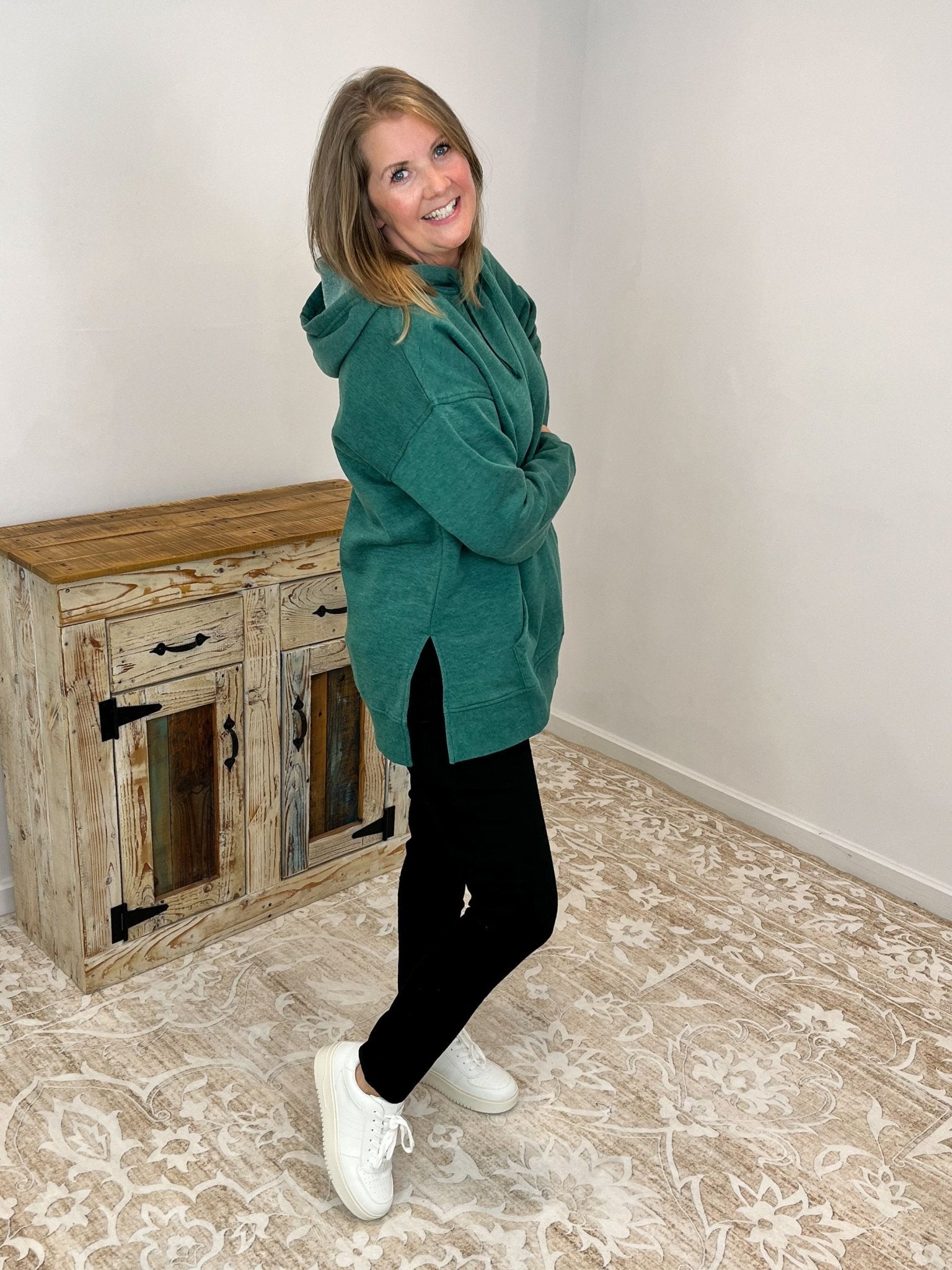 Vintage Wash Hoodie Pullover Sweatshirt - Hunter Green - Lavender Hills BeautyMichelle Mae