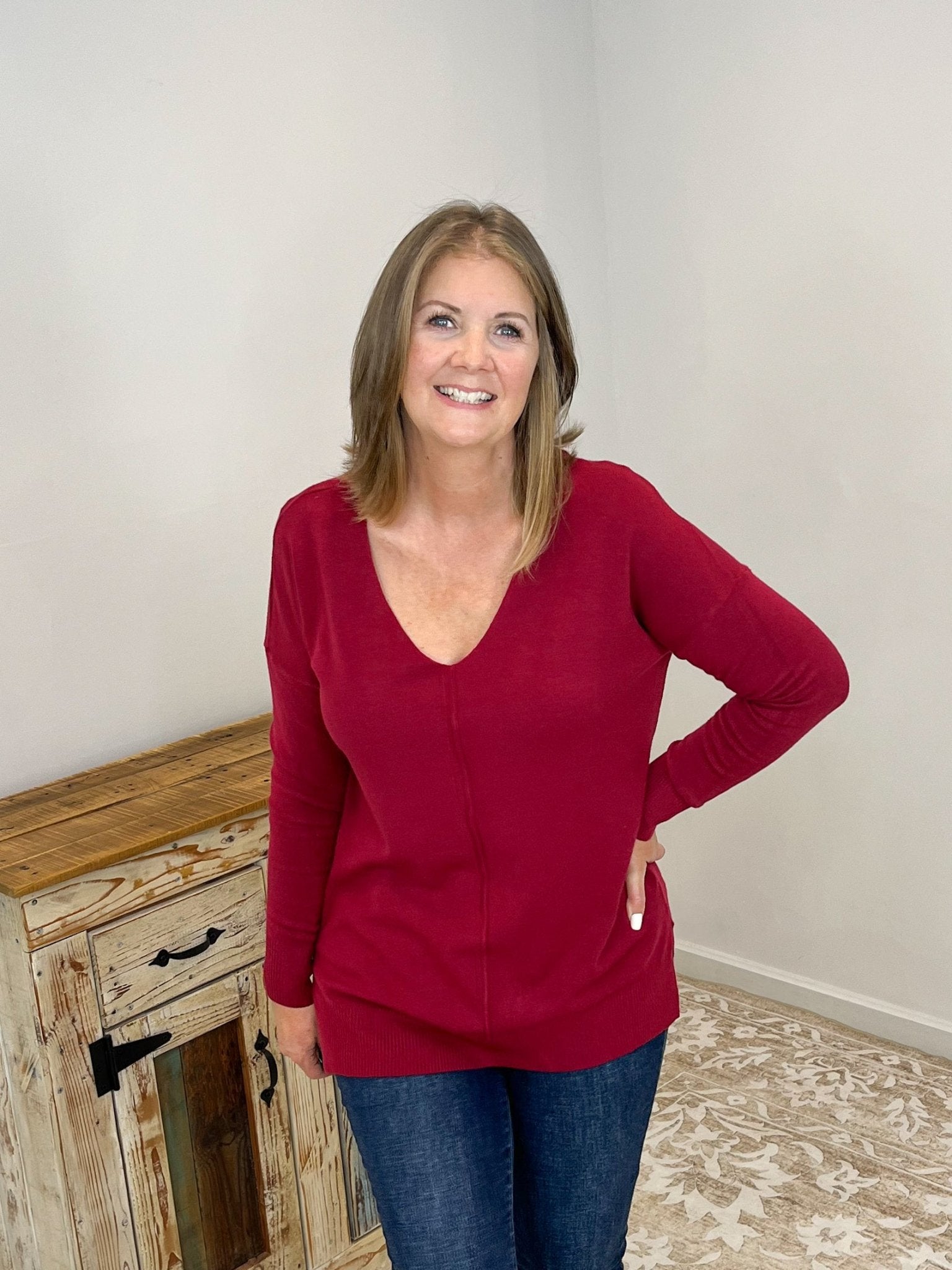 Viscose Front Seam Sweater - Lavender Hills BeautyZenanaTW - 2211D6 - BLK - SM