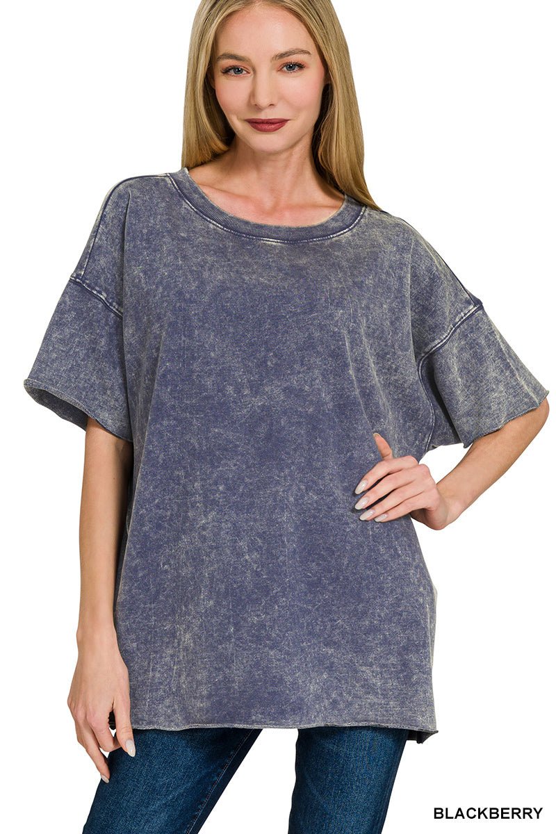 Weekender Drop Shoulder Short Sleeve Top - Lavender Hills BeautyZenana