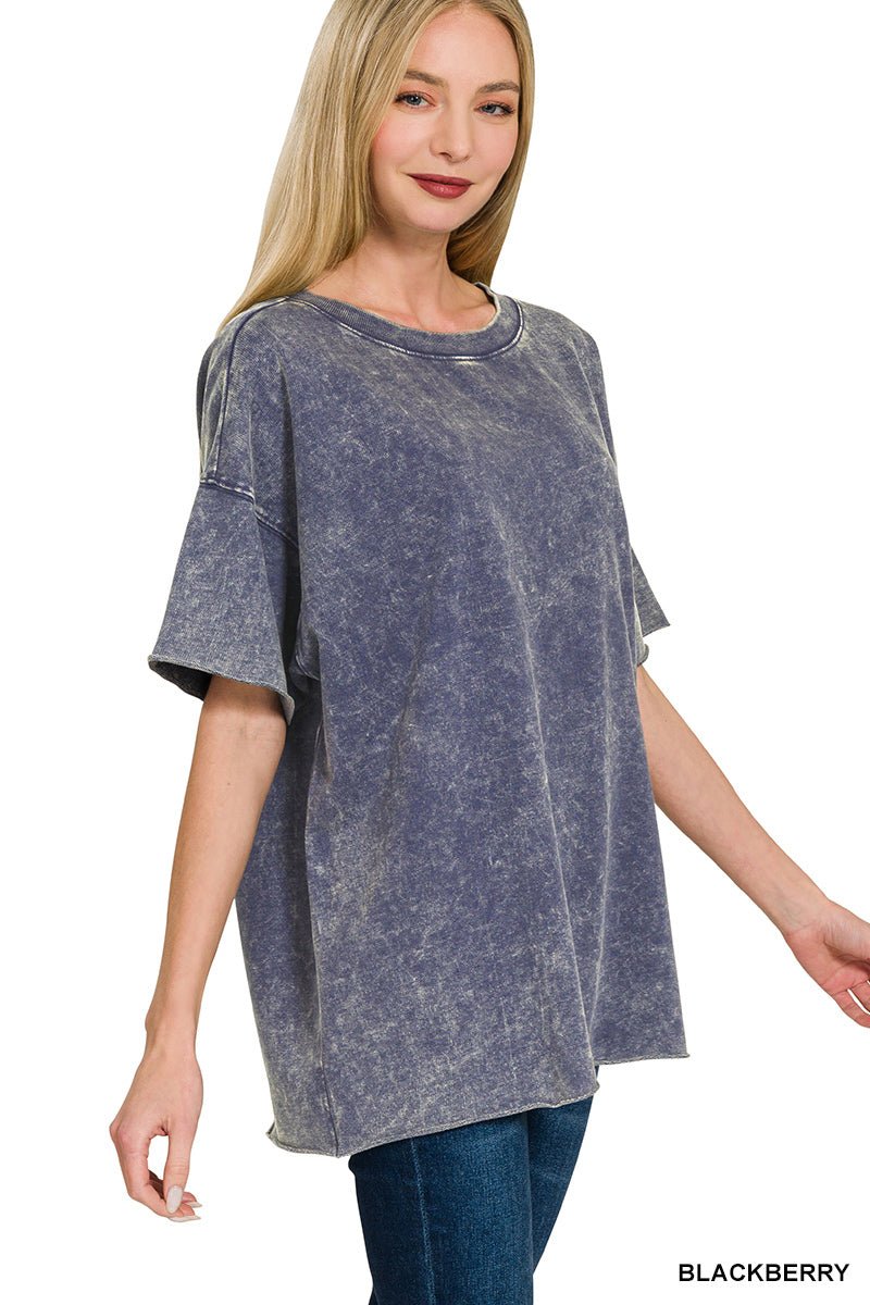 Weekender Drop Shoulder Short Sleeve Top - Lavender Hills BeautyZenana