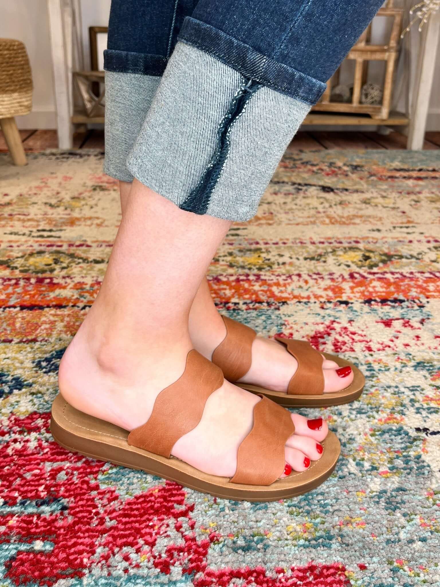 Corky's Footwear Wishy Washy Sandal Slide - Cognac - Lavender Hills BeautyCorkys Footwear41 - 0407 - COGN - 6