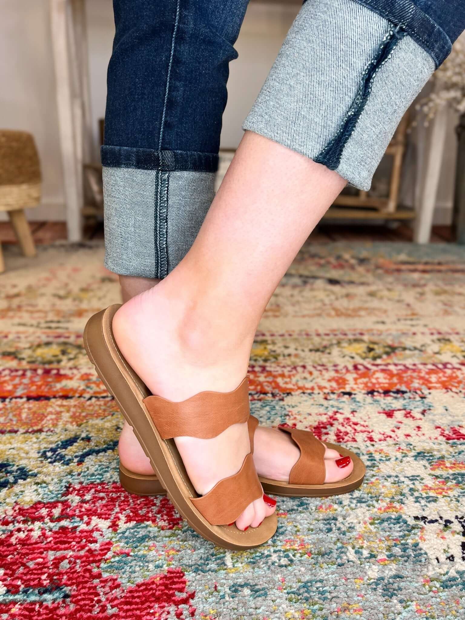 Corky's Footwear Wishy Washy Sandal Slide - Cognac - Lavender Hills BeautyCorkys Footwear41 - 0407 - COGN - 6