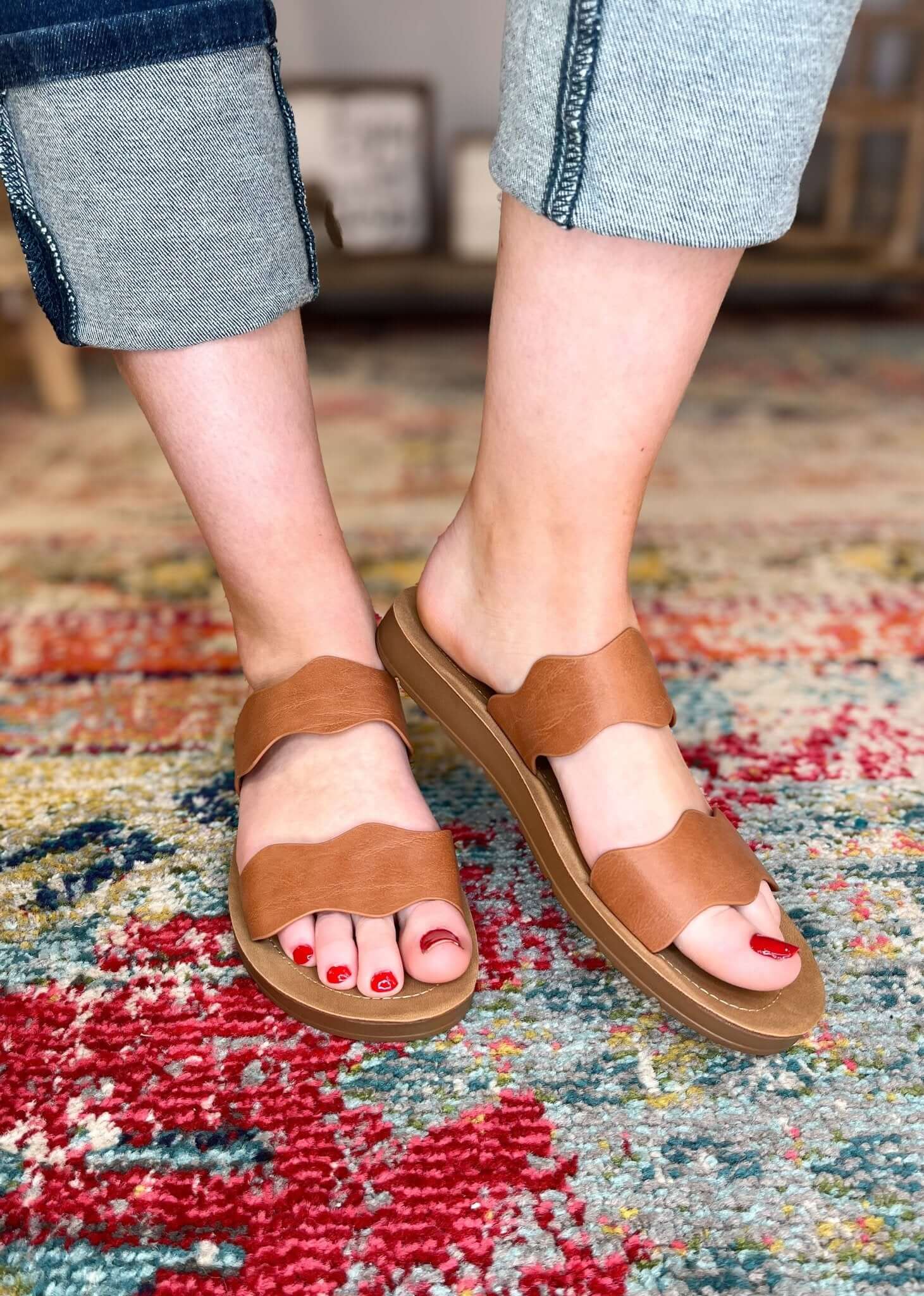 Corky's Footwear Wishy Washy Sandal Slide - Cognac - Lavender Hills BeautyCorkys Footwear41 - 0407 - COGN - 6