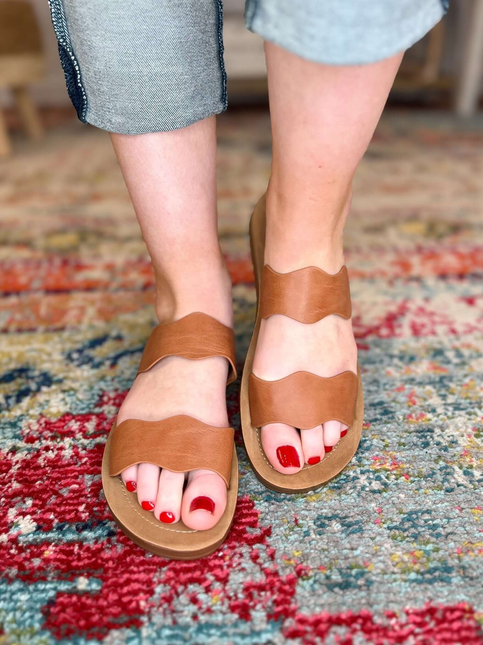 Corky's Footwear Wishy Washy Sandal Slide - Cognac - Lavender Hills BeautyCorkys Footwear41 - 0407 - COGN - 6