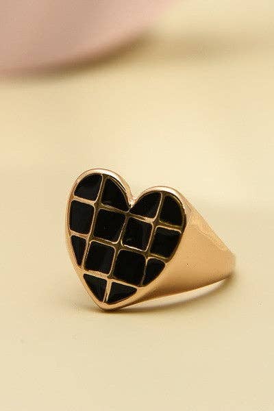 CHECKERBOARD HEART RING | 31R22005 - Lavender Hills BeautyJOSSLYN by wall to wall31R22005