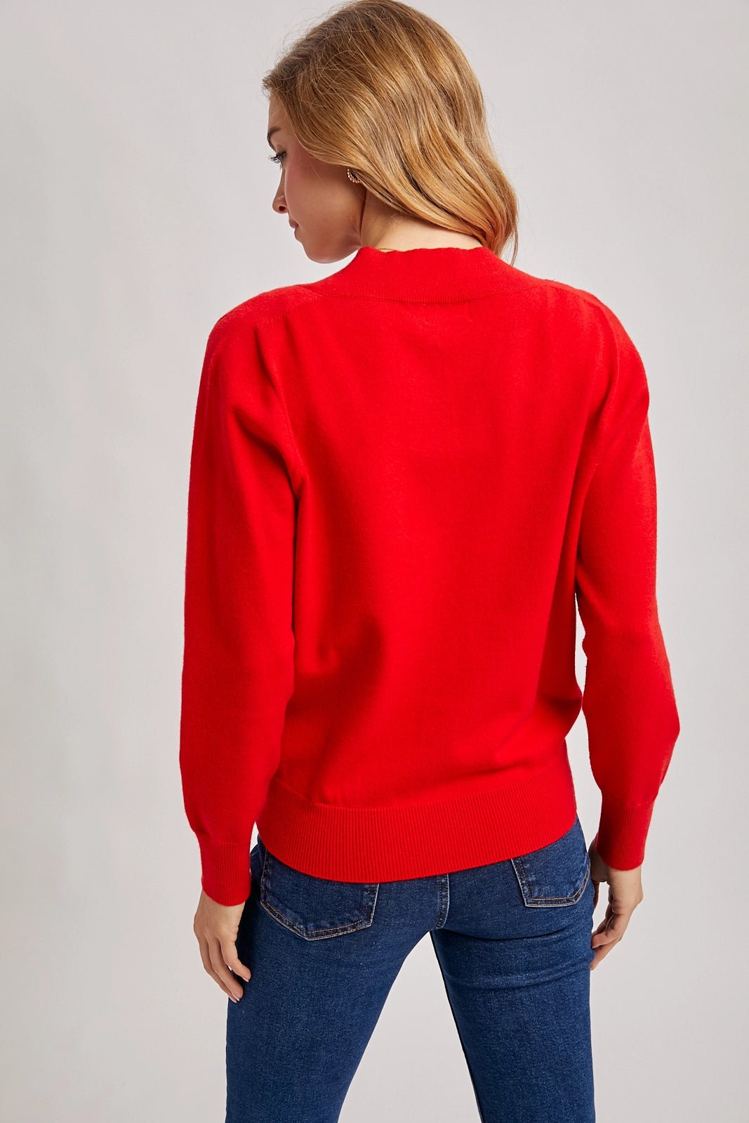 Ruby Red V - Neck Sweater - Lavender Hills BeautyBluivyWH03027 - S