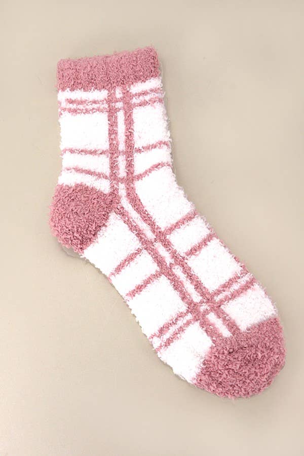 Plaid Fuzzy Fleece Socks - Lavender Hills BeautyJosslyn by Wall to Wall40S02050-RSE