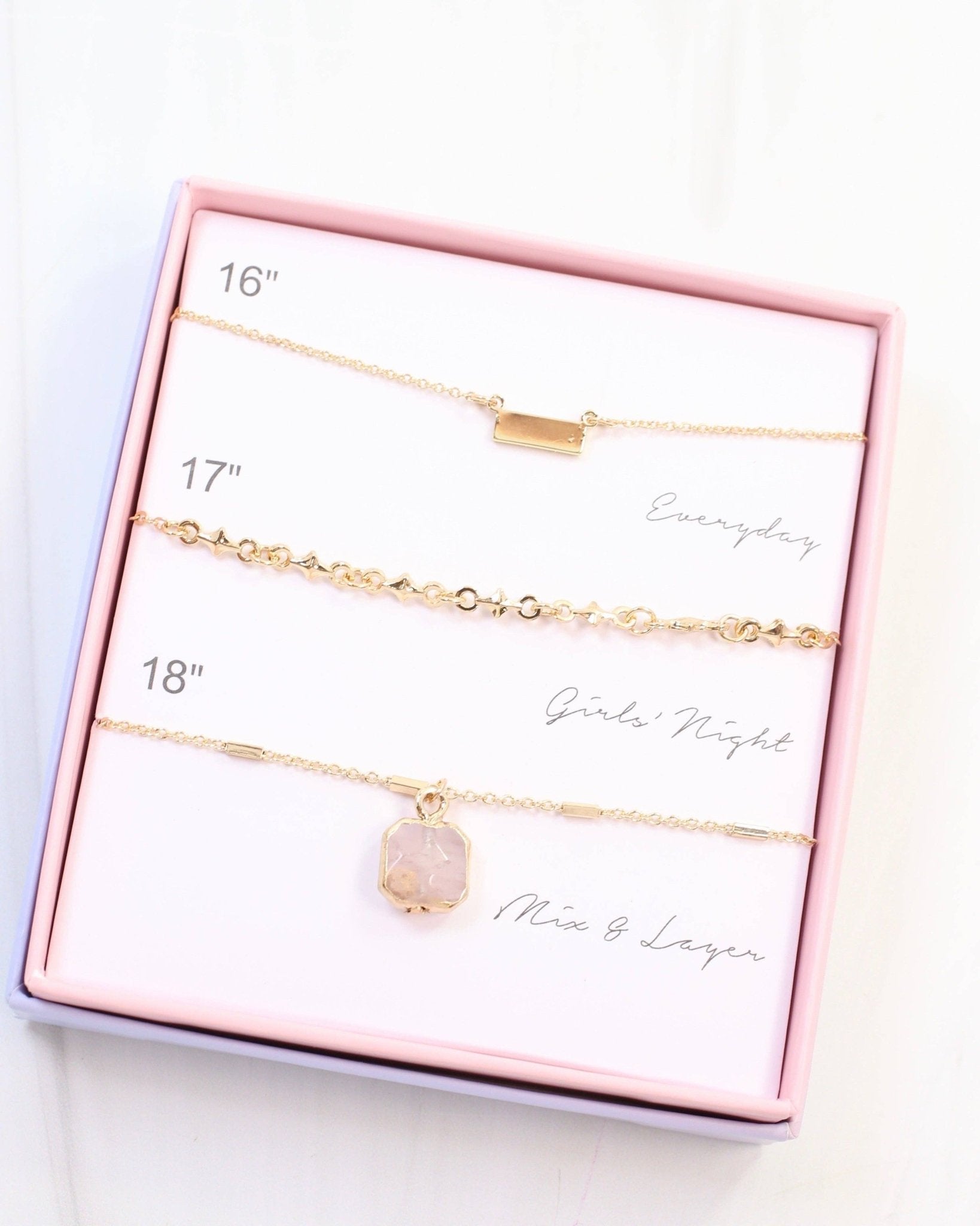 Bronson 3 Necklace Layering Set Gold - Lavender Hills BeautyCaroline HillN40094-GOLD