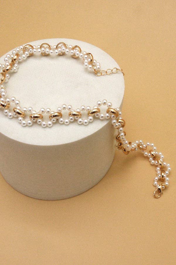 Pearl & Gold Choker Necklace - Lavender Hills BeautyJosslyn by Wall to Wall51N2070923