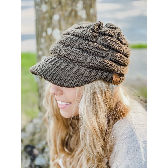 C.C Beanie Ribbed Knit Hat with Brim YJ2023