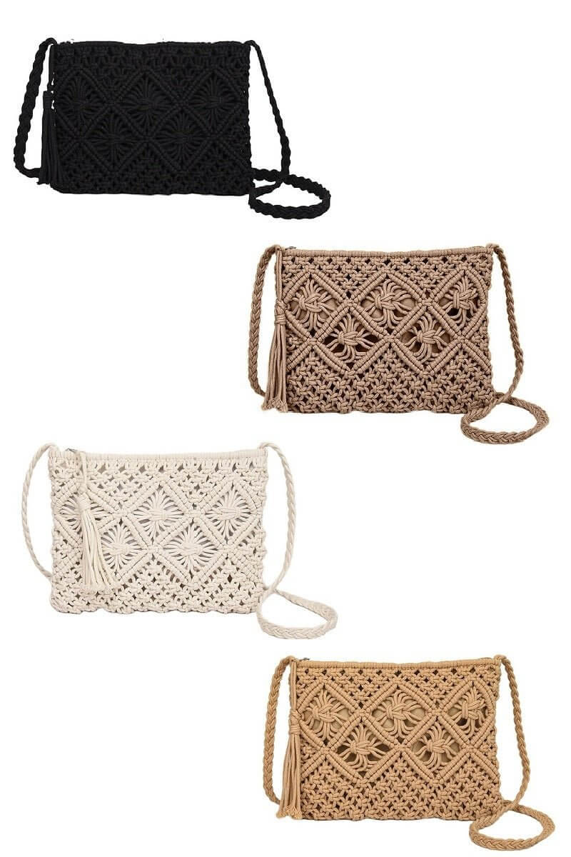 Woven Macrame Shoulder Purse Bag - Lavender Hills BeautyLavender Hills BeautyU-259-