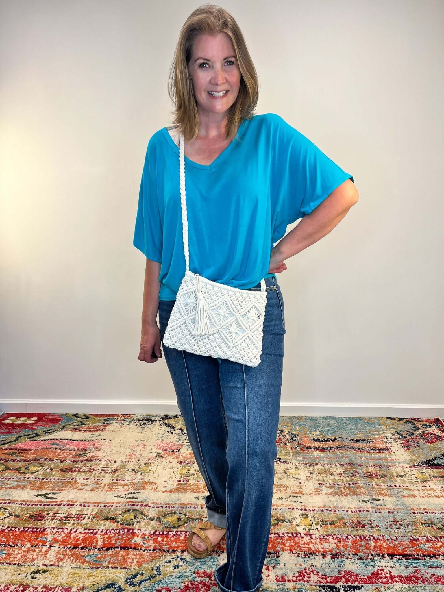 Woven Macrame Shoulder Purse Bag - Lavender Hills BeautyLavender Hills BeautyU - 259 -