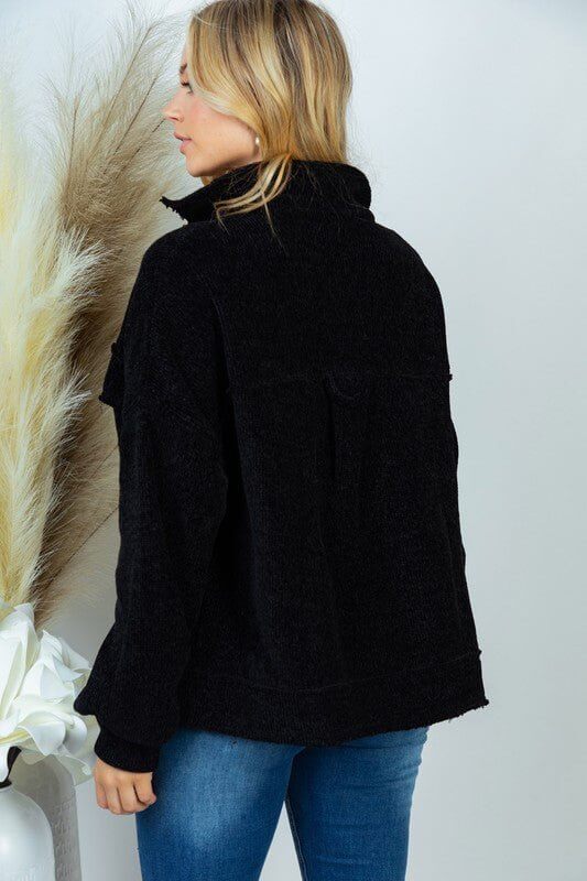 Cozy Chenille Shacket - Lavender Hills BeautyWhite Birch