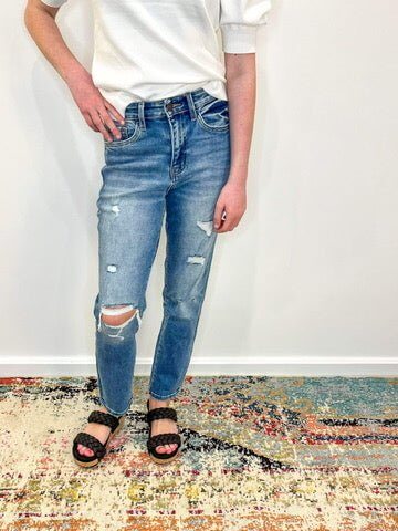 Erika Distressed Crop Mom Jeans - Lavender Hills BeautyVervet by Flying MonkeyT5341-25