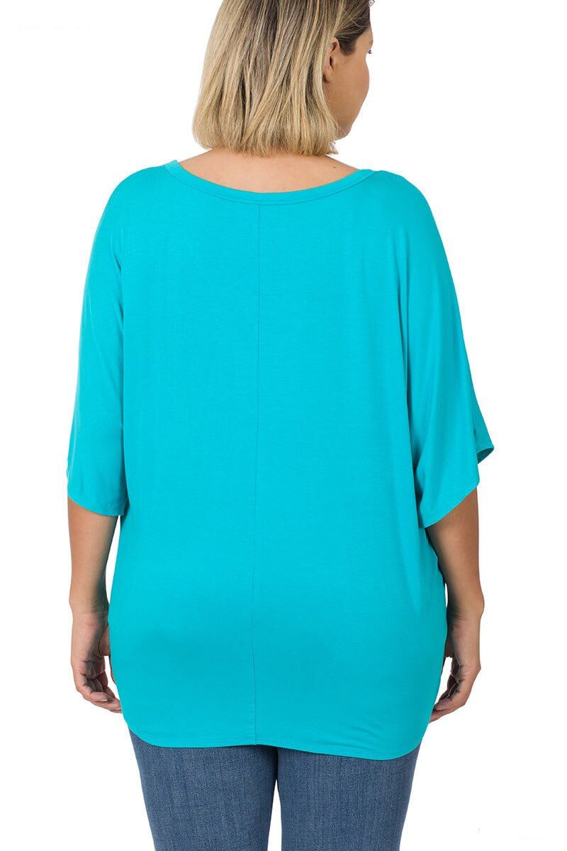 V-Neck Front Tie Top - Ice Blue - Lavender Hills BeautyZenanaAT-5537AB