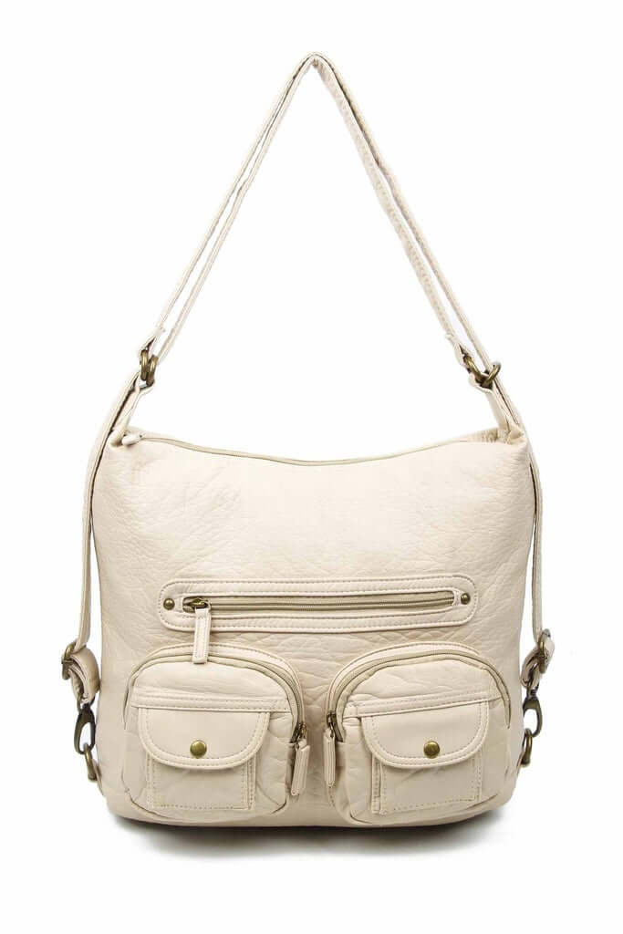 Andee Convertible Crossbody Backpack - Taupe | Vegan Leather - Lavender Hills BeautyAmpere Creations