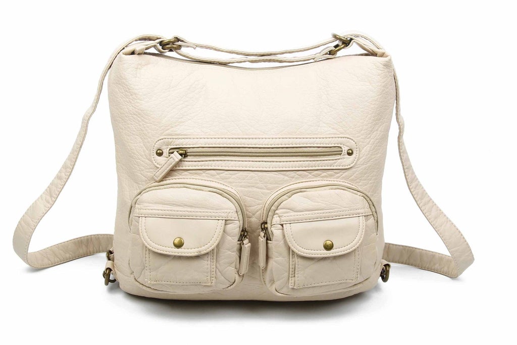 Andee Convertible Crossbody Backpack - Taupe | Vegan Leather - Lavender Hills BeautyAmpere Creations