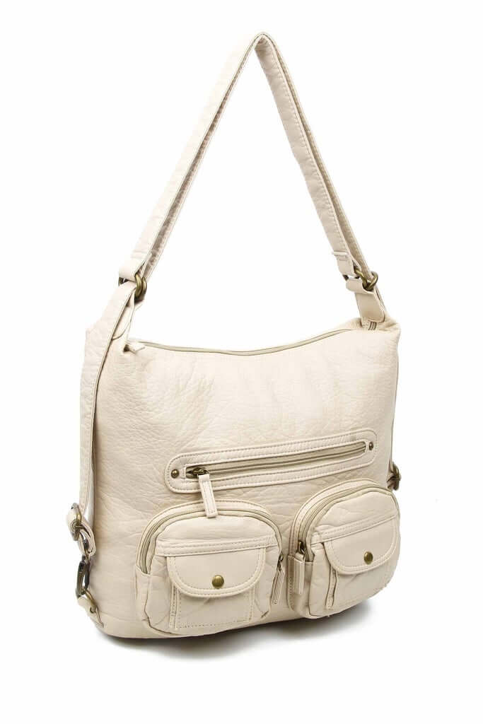 Andee Convertible Crossbody Backpack - Taupe | Vegan Leather - Lavender Hills BeautyAmpere Creations