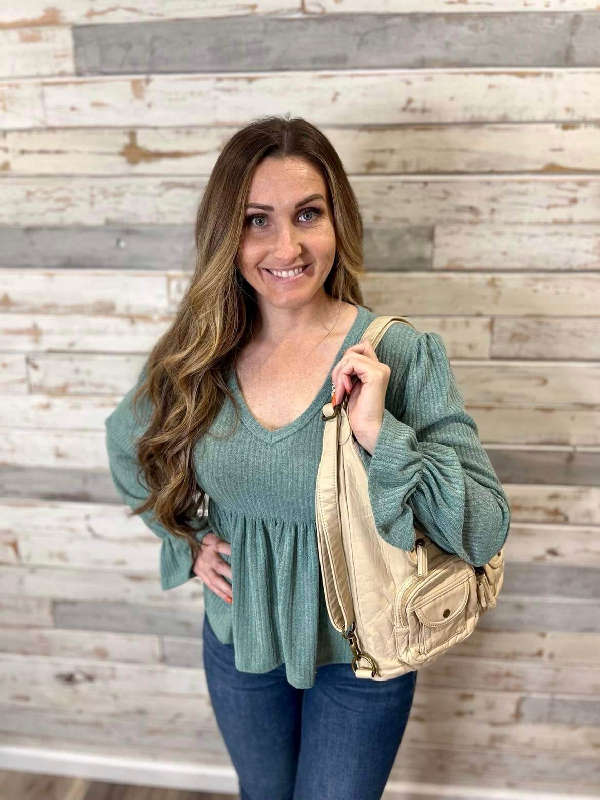 Andee Convertible Crossbody Backpack - Taupe | Vegan Leather - Lavender Hills BeautyAmpere Creations