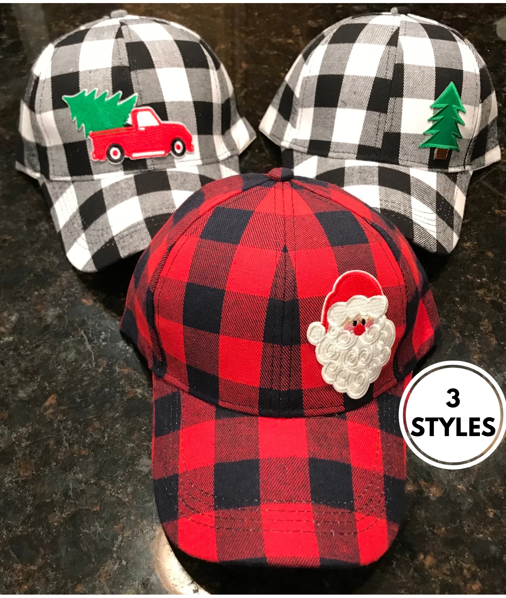 Buffalo Plaid Christmas Baseball Cap/Hat - Lavender Hills BeautyLavender Hills Beauty Studio