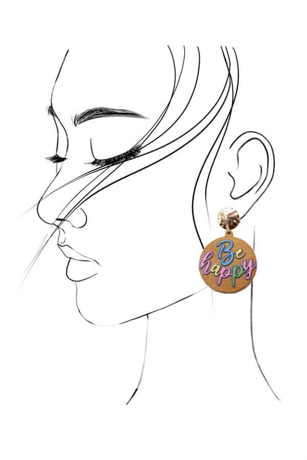 Be Happy Gold & Wood Earrings - Lavender Hills BeautyLavender Hills Beauty80E623