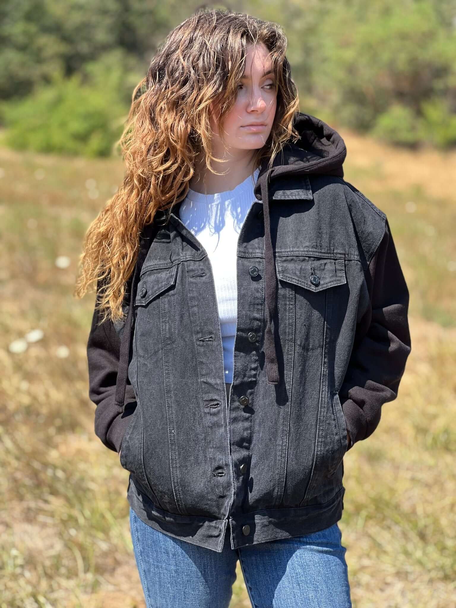 Jacket With Hood Black Hoodie Denim Jacket Patrol Jeans Men's