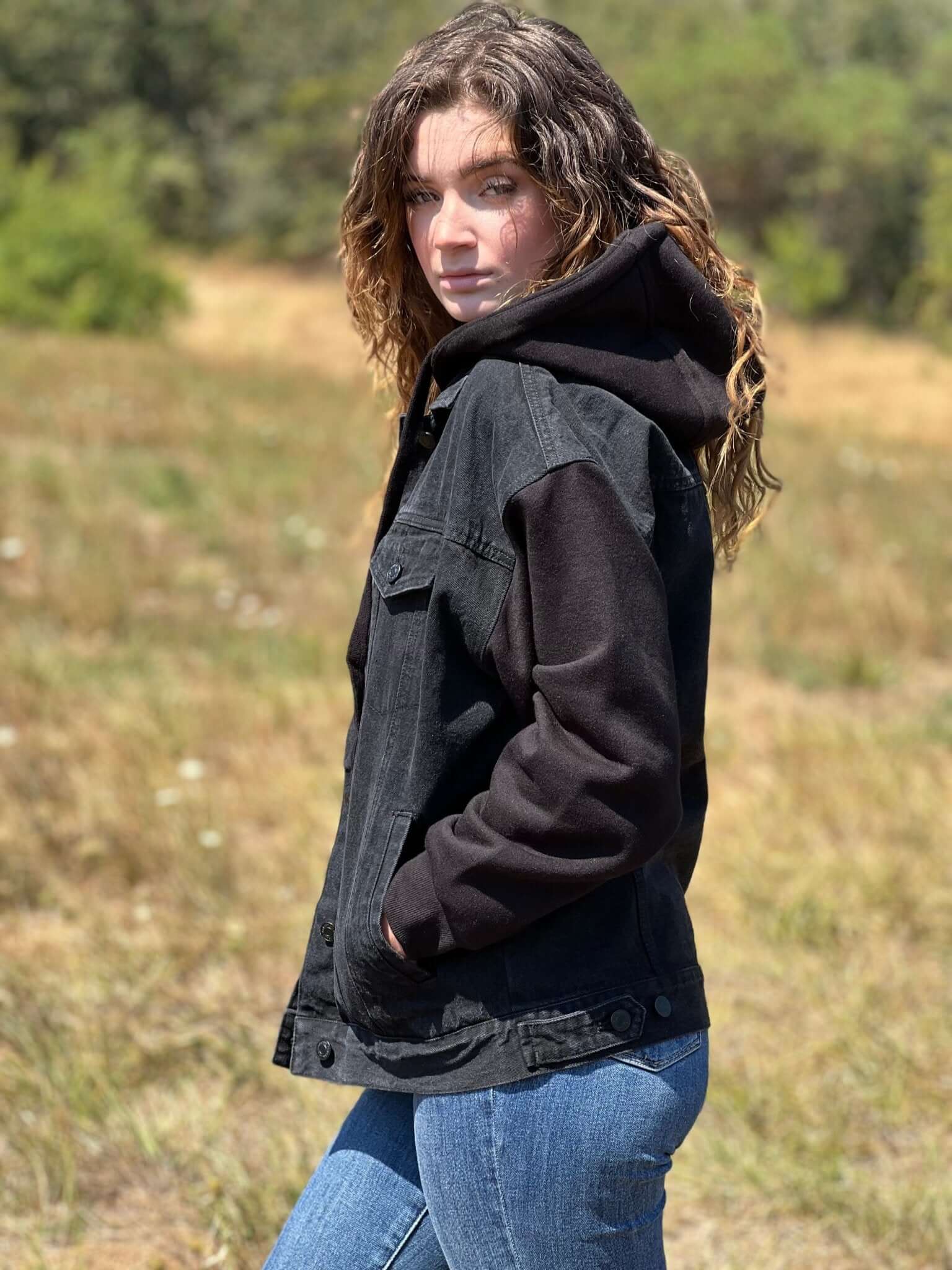 Boyfriend Hooded Denim Jacket by KanCan - Lavender Hills BeautyKan Can USAKC2001BK