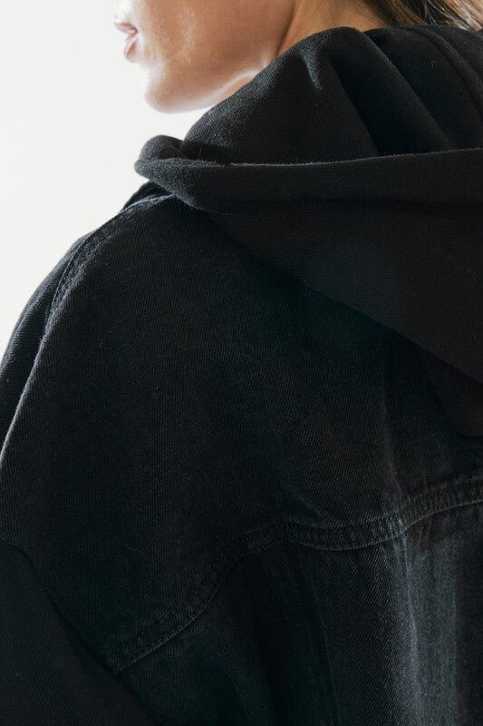Boyfriend Hooded Denim Jacket by KanCan - Lavender Hills BeautyKan Can USAKC2001BK