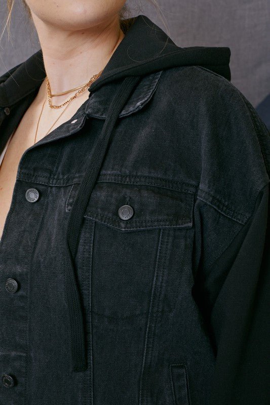 Boyfriend Hooded Denim Jacket by KanCan - Lavender Hills BeautyKan Can USAKC2001BK