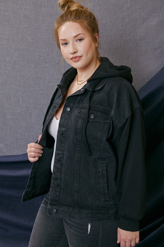 Boyfriend Hooded Denim Jacket by KanCan - Lavender Hills BeautyKan Can USAKC2001BK