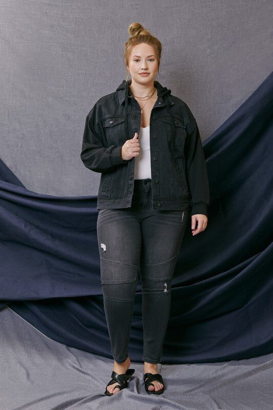 Boyfriend Hooded Denim Jacket by KanCan - Lavender Hills BeautyKan Can USAKC2001BK
