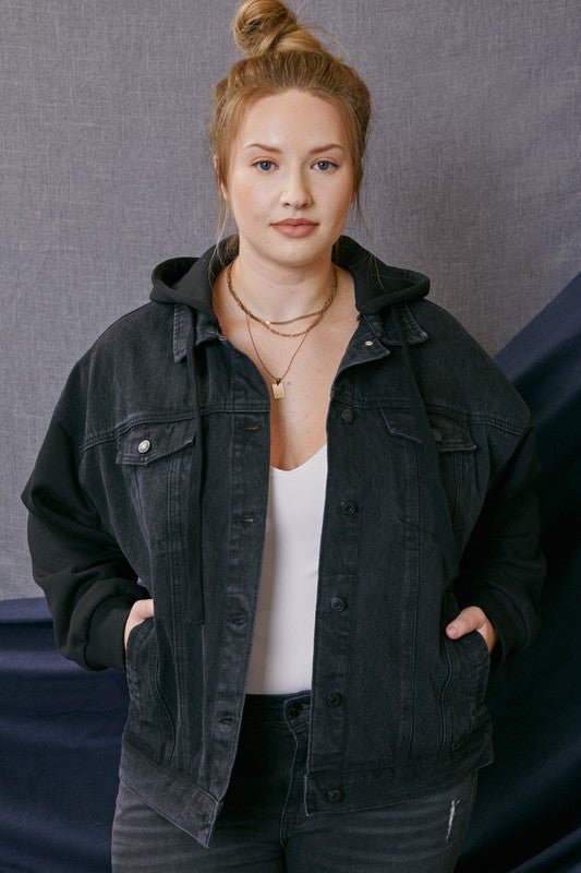 Boyfriend Hooded Denim Jacket by KanCan - Lavender Hills BeautyKan Can USAKC2001BK