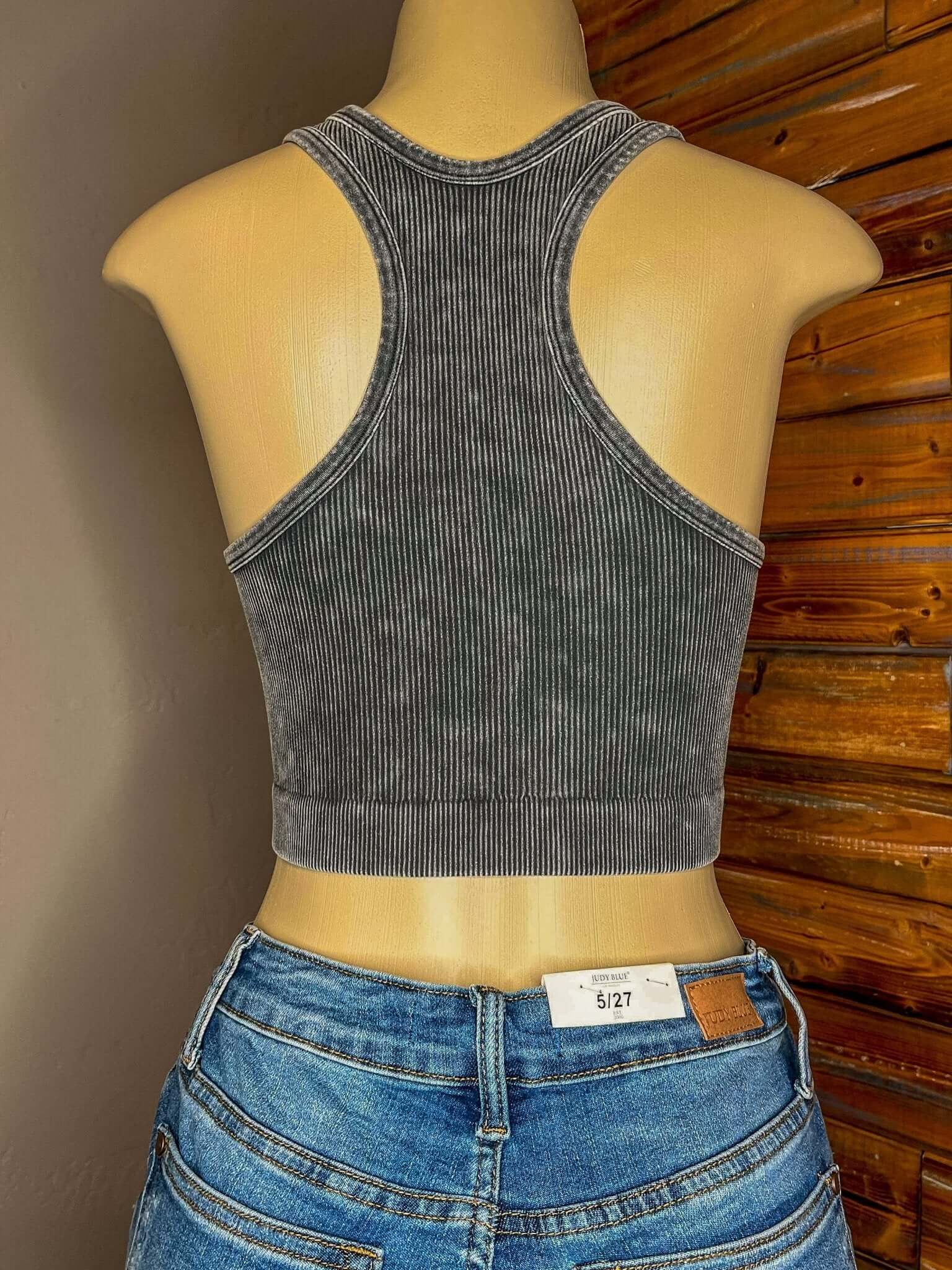 Bombshell V-Neck Racerback Brami Cropped Tank Top - Ash Grey - Lavender Hills BeautyZenana