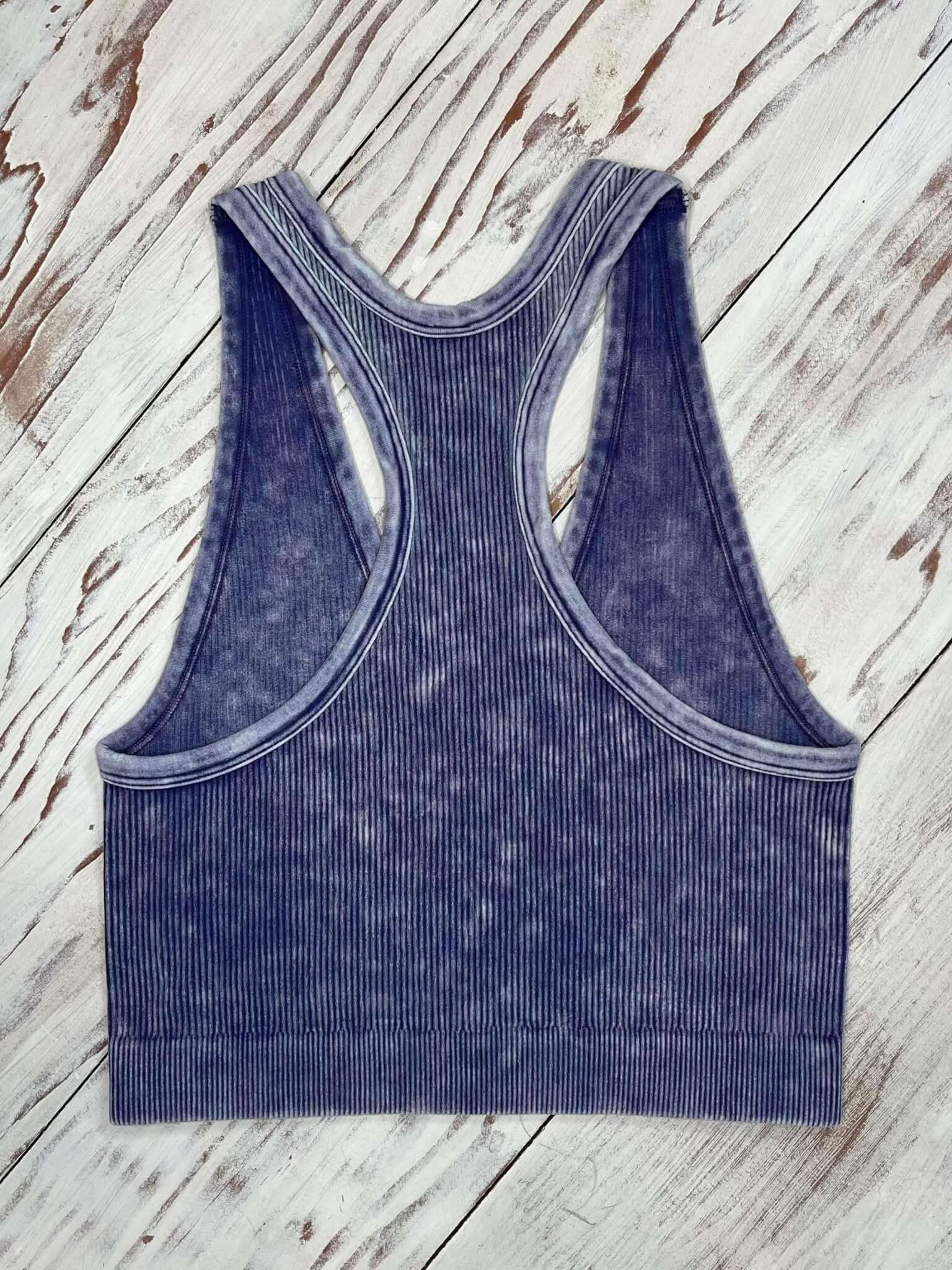 Bombshell V-Neck Racerback Brami Cropped Tank Top - Blueberry - Lavender Hills BeautyZenana
