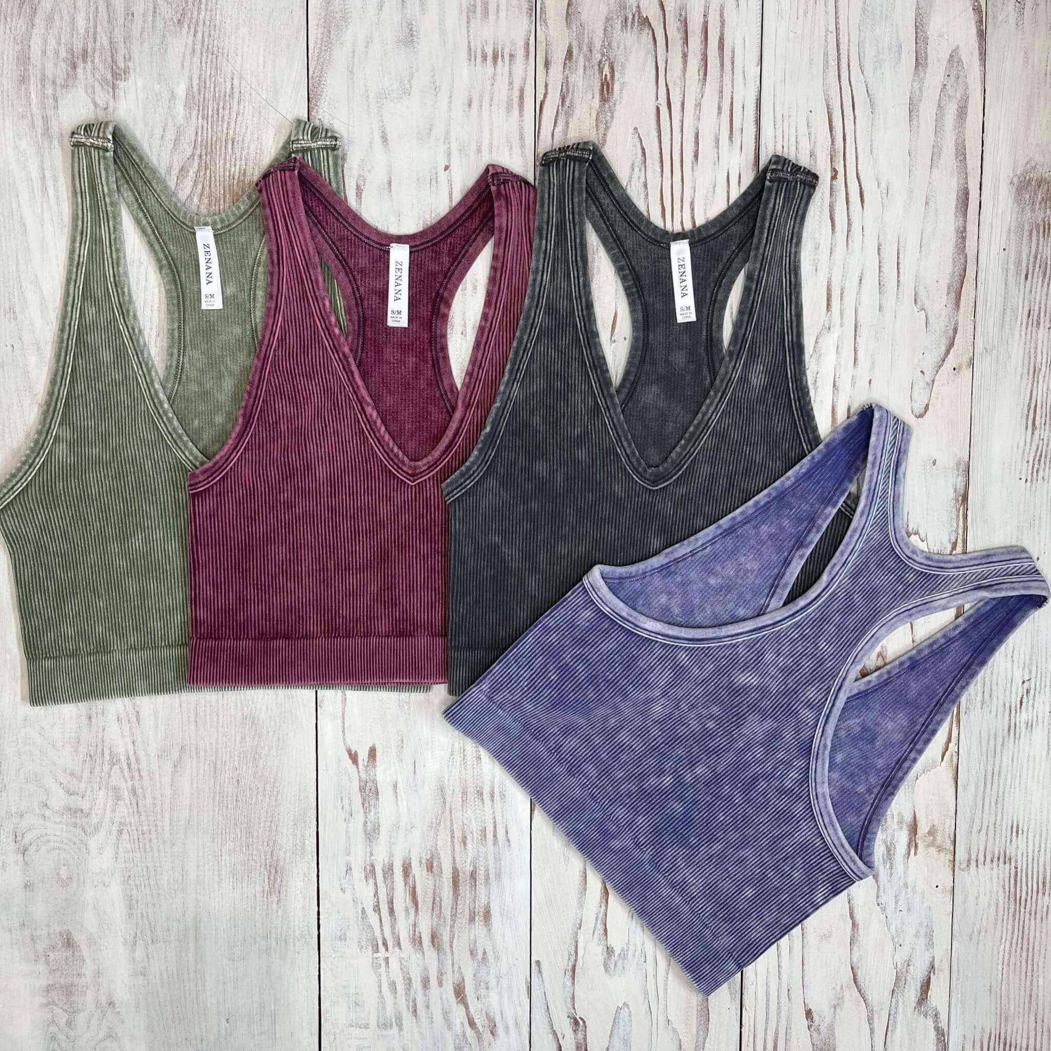 Bombshell V-Neck Racerback Brami Cropped Tank Top - Ash Grey - Lavender Hills BeautyZenana