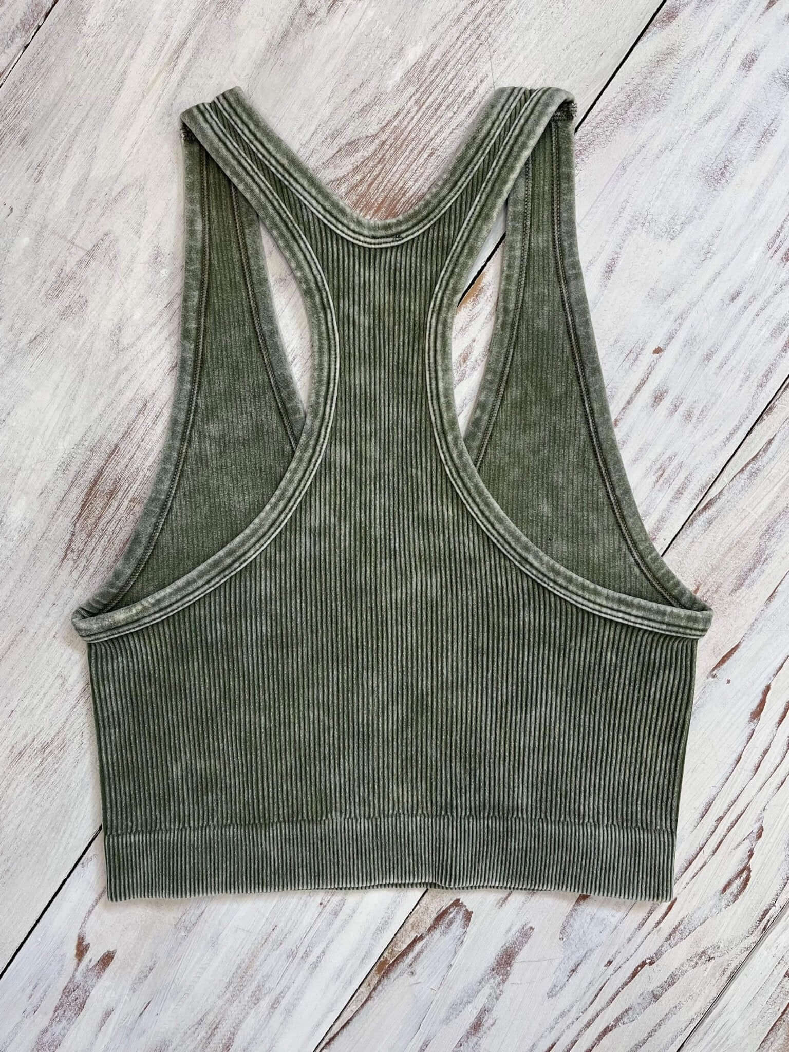 Bombshell V-Neck Racerback Brami Cropped Tank Top - Olive - Lavender Hills BeautyZenana