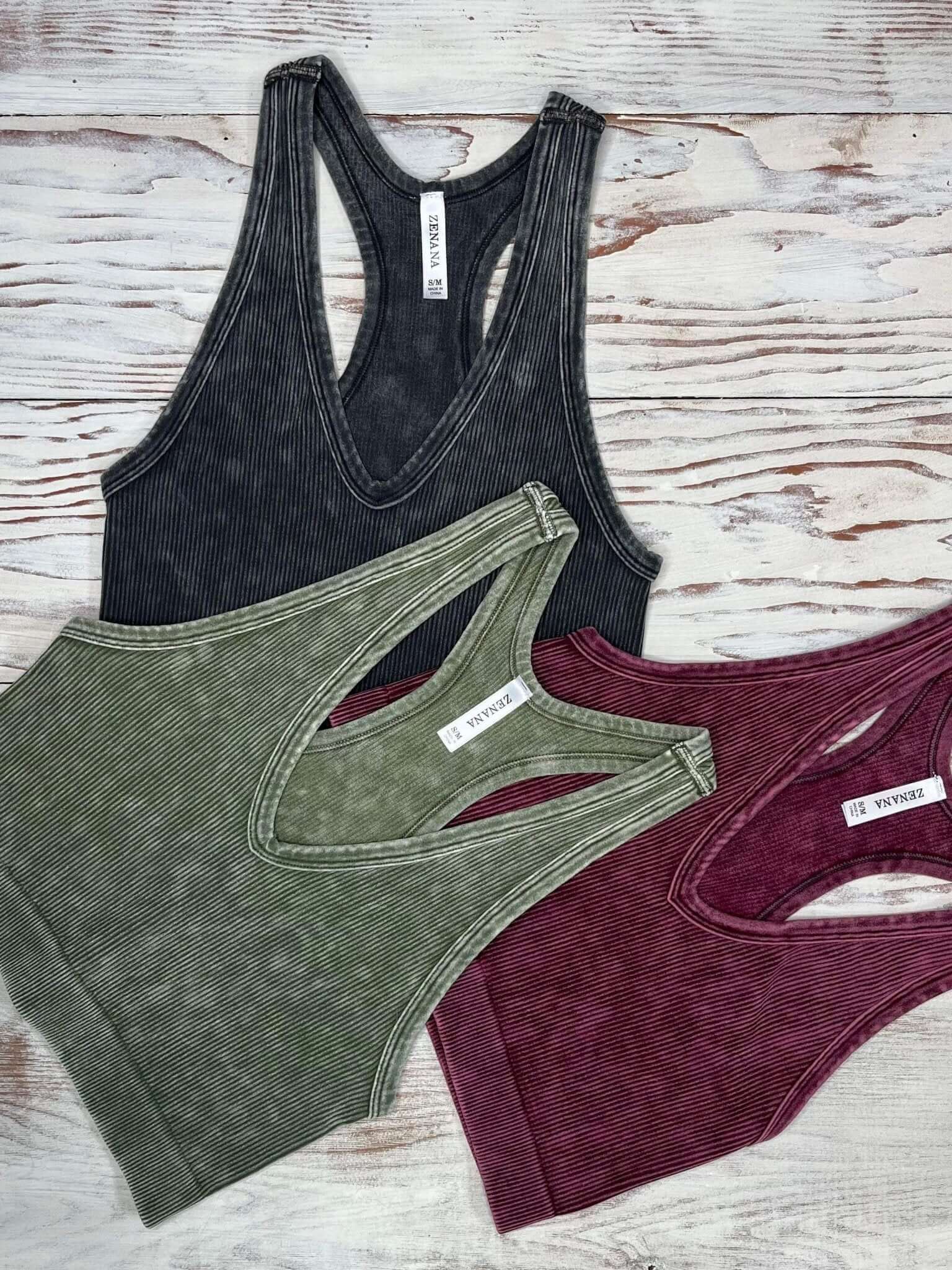 Bombshell V-Neck Racerback Brami Cropped Tank Top - Olive - Lavender Hills BeautyZenana