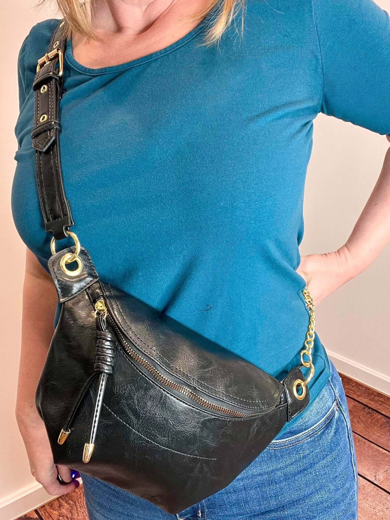 Bum Bag Crossbody Sling Belt Bag - Lavender Hills BeautyLavender Hills BeautyU-206-BLK
