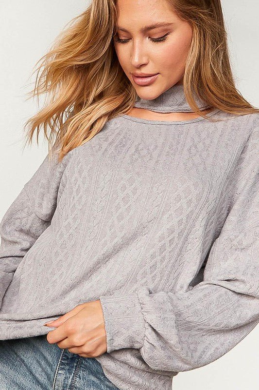 Roxy Choker Neck Sweater - Lavender Hills BeautySugarFox