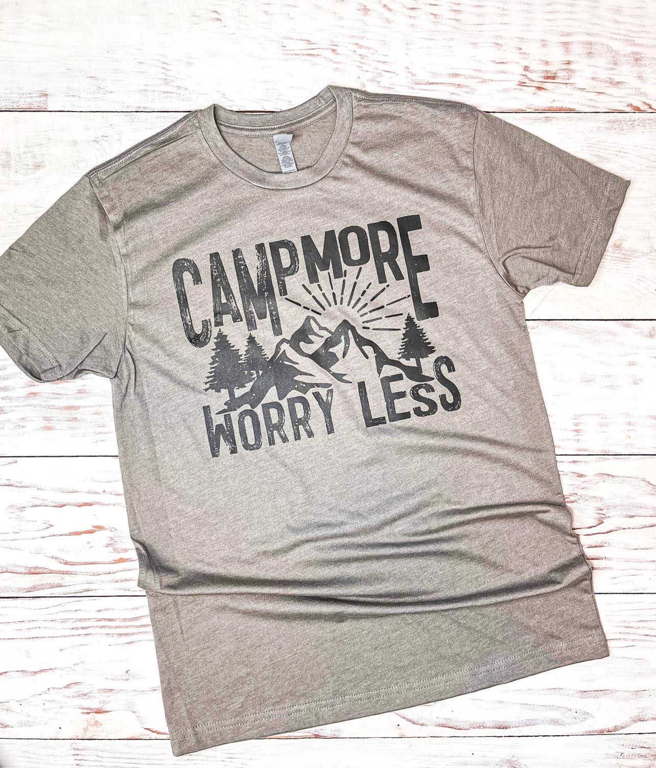 Camp More Worry Less Short Sleeve T-Shirt - Lavender Hills BeautyLavender Hills Beauty Studio