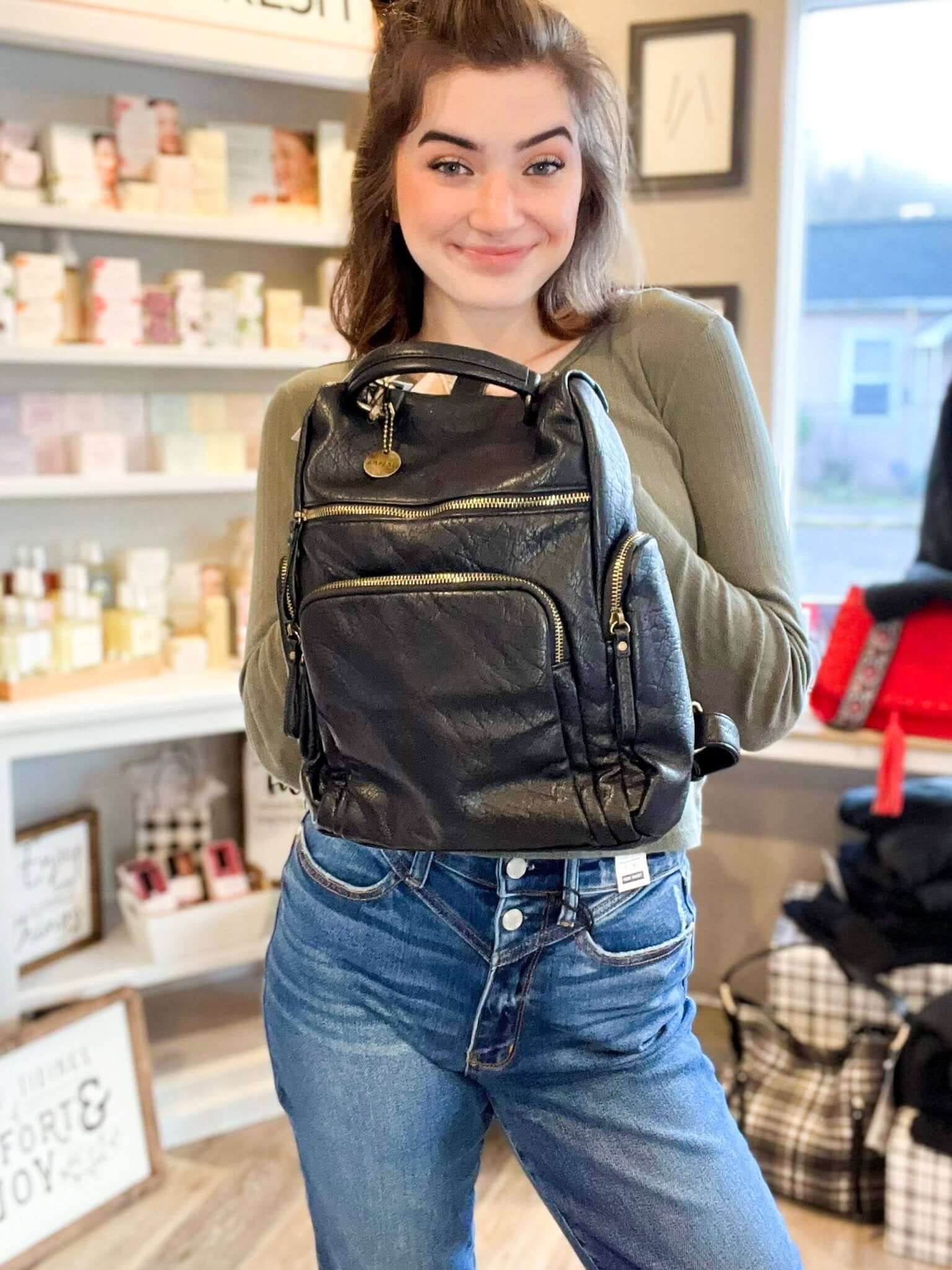 Chase Backpack - Black | Vegan Leather - Lavender Hills BeautyAmpere Creations