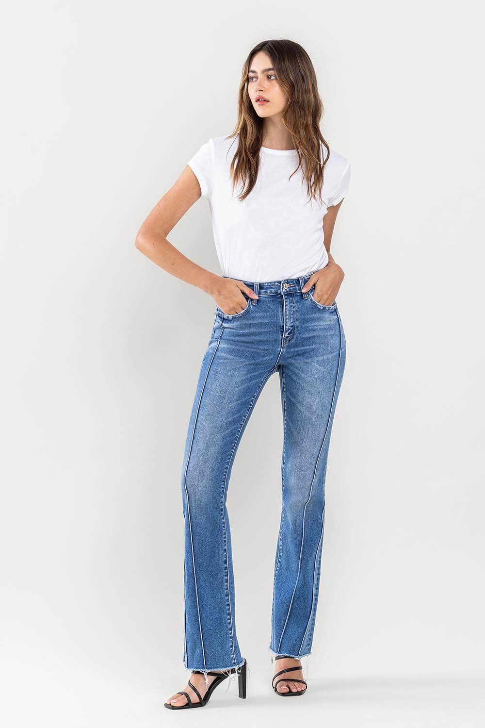 Cherish Seam Detail Bootcut Jeans | Vervet by Flying Monkey | T6088 - Lavender Hills BeautyVervet