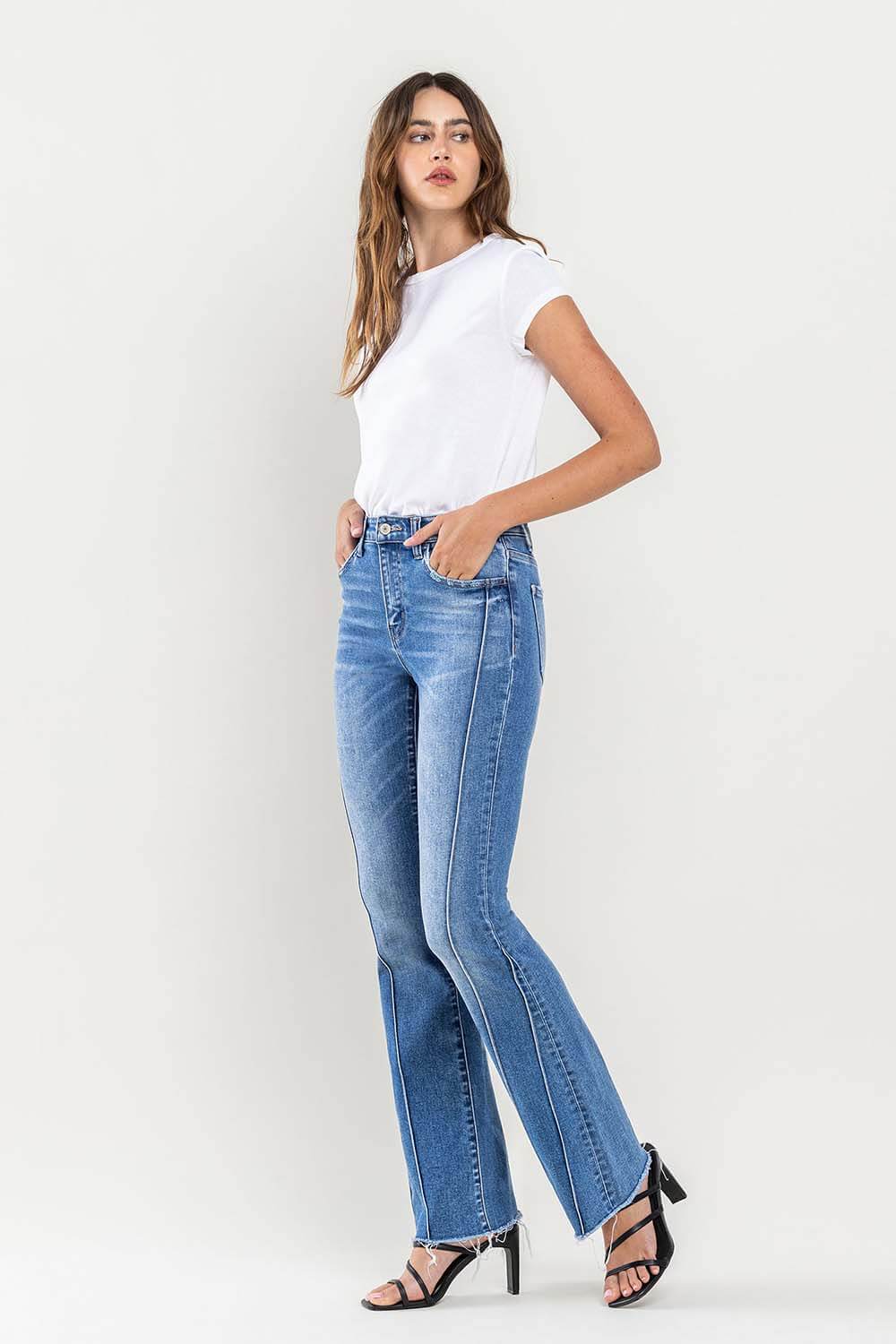 Cherish Seam Detail Bootcut Jeans | Vervet by Flying Monkey | T6088 - Lavender Hills BeautyVervet