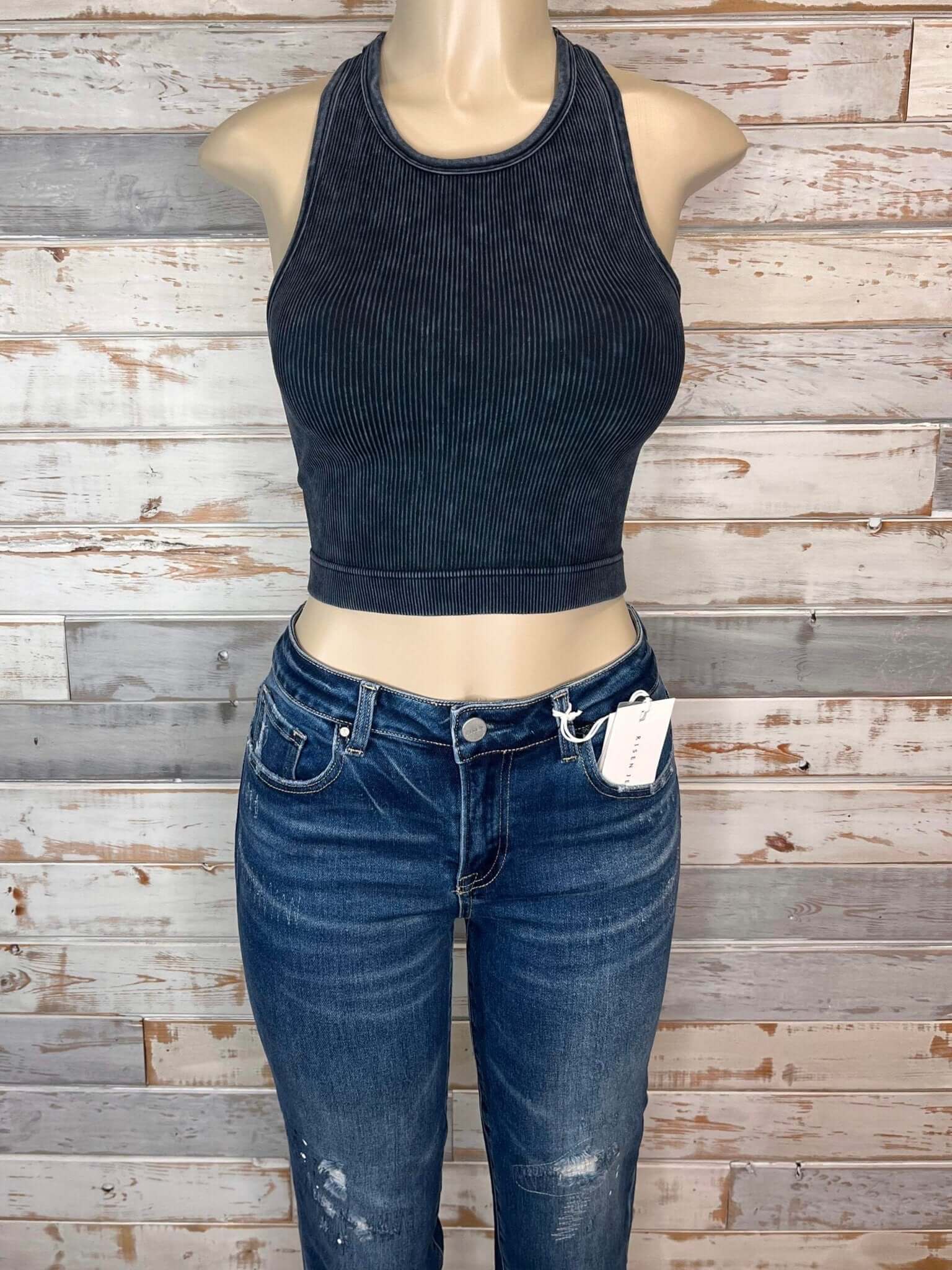 Chic High Neck Racerback Brami Cropped Tank Top - More Colors Available - Lavender Hills BeautyZenana